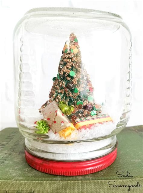 Diy Waterless Snow Globe In A Vintage Glass Jar As Christmas Decor
