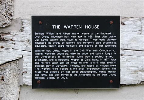 Wisconsin Historical Markers The Warren House