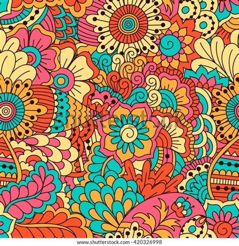 Hand Drawn Seamless Pattern Floral Elements Stock Vector Royalty Free