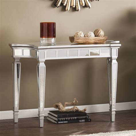 Glenview Glam Mirrored Console Table Matte Silver