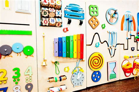Montessori Mueble Panel Interactivo De Pared Sensorial Para Etsy