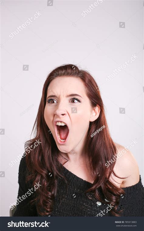 Young Girl Shouting Screaming Angry Eyes Stock Photo 785913883