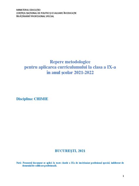 Chimie Repere Metodologice Clasa A 9 A Pdf