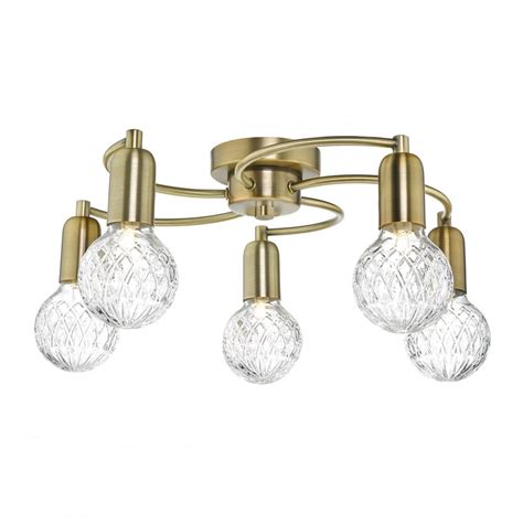 This is a quality ceiling light fitting from the the uk based manufacturer. 5 Light Antique Brass Semi Flush Ceiling Light