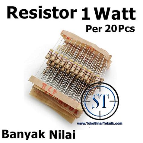 Jual X20 Resistor 1 Watt Toleransi 5 1watt Carbon Film Nilai R Ohm