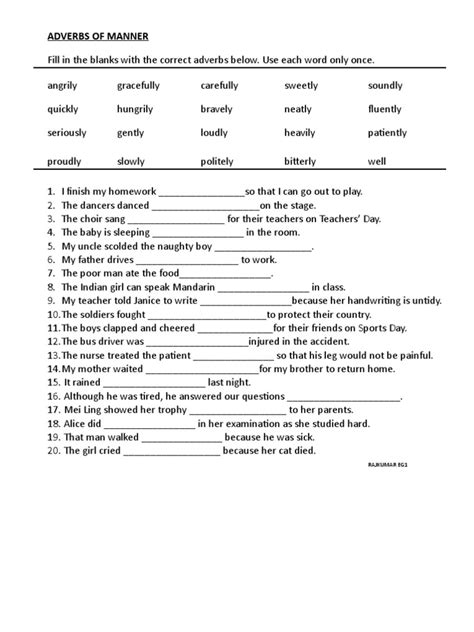 Check spelling or type a new query. ADVERBS OF MANNER (exercise).doc