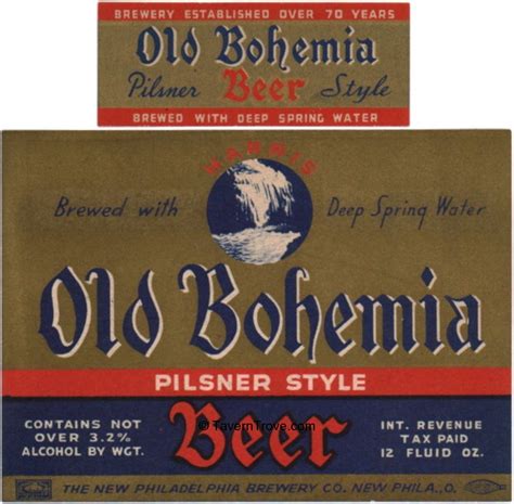 Item 26618 1945 Old Bohemia Pilsener Style Beer Label Oh78 21v