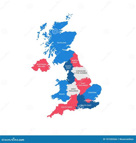 Mapa De Las Regiones Del Reino Unido Ilustraci N Del Vector