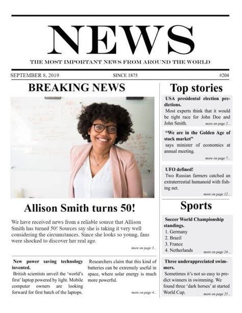 Free Fake Newspaper Template