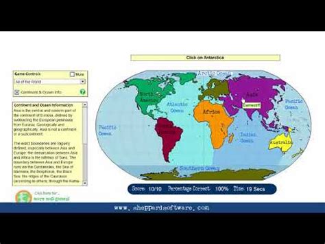At sheppardsoftware.com your child has access to educational but here are the major learning software categories: Learn the Continents and Oceans of the World - World Geography Level 1 -Sheppard Software - YouTube
