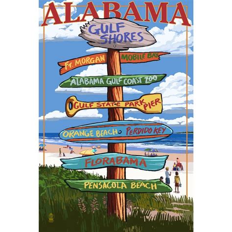 Gulf Shores Alabama Destinations Sign Lantern Press Artwork Ceramic