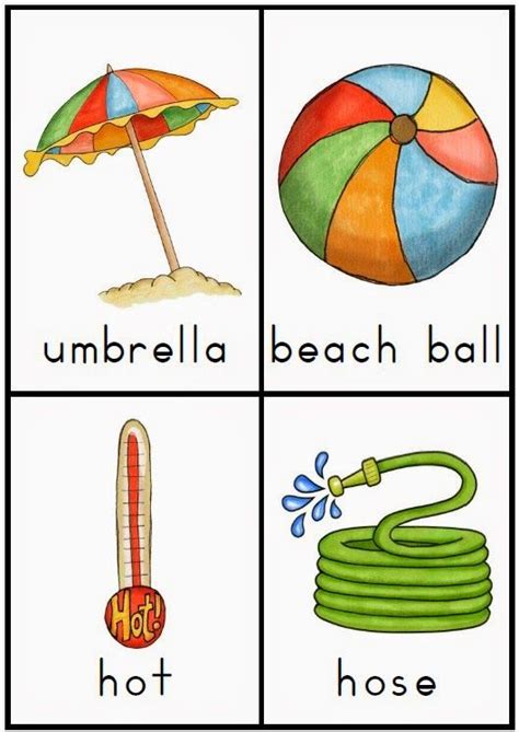 Summer Themed Vocabulary Cards With Record Sheets Vocabulary Cards