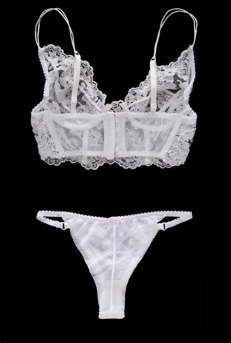 Bridal White Lace Lingerie Bra And Panties See Through Lingerie Set
