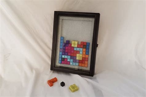 Resin Tetris Game With Handmade Shadow Box Etsy Wooden Shadow Box