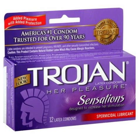 Trojan Her Pleasure Sensations Spermicidal Lubricated Condoms 12 Count Kroger