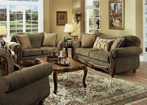Pine Fabric Traditional Sofa And Loveseat Set W Rolled Arms Living Room Sets Furniture Sofa