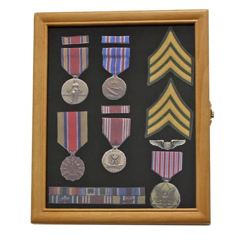 Display Case Cabinet Shadow Box For Pins And Medals With Glass Door