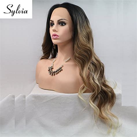 Sylvia 24 Ombre Black To Brown Lace Front Wig With Blonde Tips Mixed