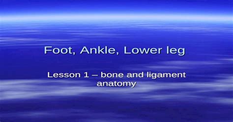 Foot Ankle Lower Leg Lesson 1 Bone And Ligament Anatomy Ppt