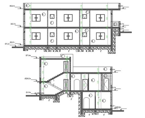 Autocad House Building Cross Section Drawing Dwg File Cadbull