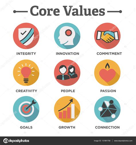 Company Core Values Solid Icons For Websites Or Infographics ⬇ Vector