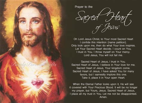 Digital Print Medium Sacred Heart Of Jesus Printable Prayer Card Print