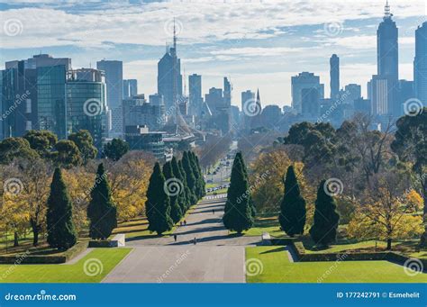 Melbourne Cityscape With Central Business District And Park Stock Image