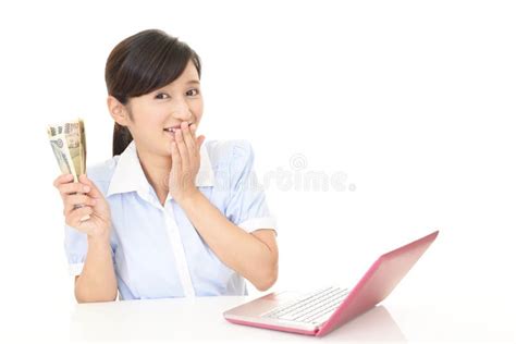 The Female Office Worker Who Poses Happy Stock Image Image Of Female