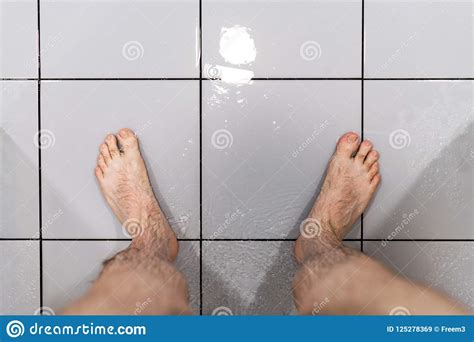 Male Feet In Shower Concept Of Problem With Potency Man S Health