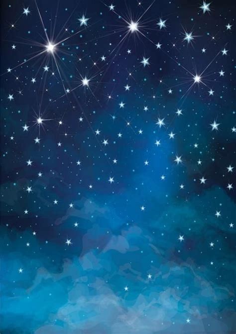 Night Blue Sky And Stars Background For Children