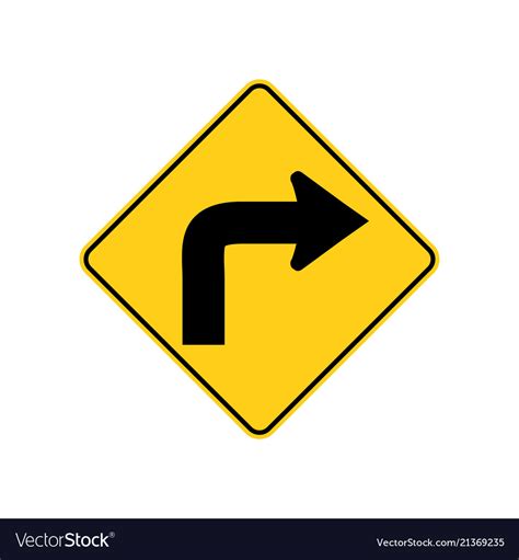 Usa Traffic Road Signs Low Speed Sharp Right Vector Image