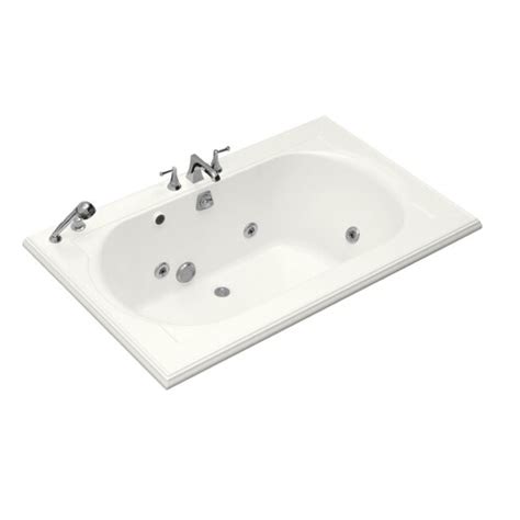 Left drain whirlpool tub shower faucet. KOHLER Memoirs 42-in W x 66-in L White Acrylic Oval In ...
