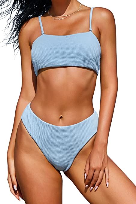 Women Textured Bikini With Removable Straps High Waisted Bandeau Wf Shopping
