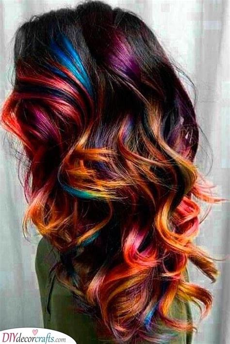 Rainbow Curls Curly Hairstyles For Long Hair In 2020 Rainbow Hair