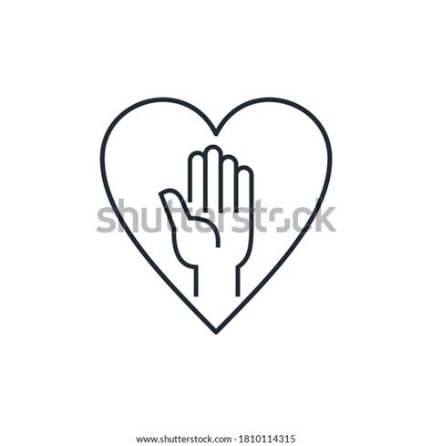 Volunteer Hands Heart Vector Linear Icon Stock Vector Royalty Free