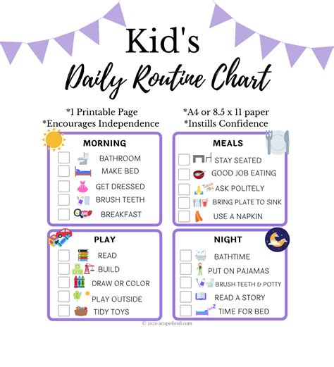 Daily Routine Chart For Kids Charts For Kids Job Chart Visual