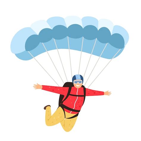 Premium Vector Skydiver Isolated Leisurely Parachutist Isolated On
