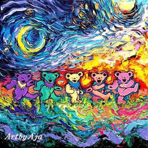 Grateful Dead Dancing Bears Art Canvas Print By Sagittariusgallery