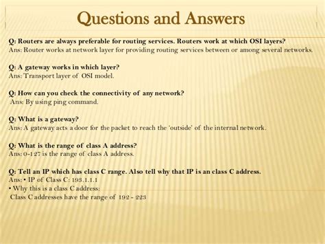 The section contains questions and answers on physical layer, data link layer, transport layer and network layer. Networking Job Interview Questions - Security Guards Companies