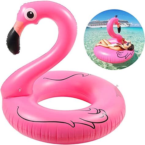 Ninonly Inflatable Pink Flamingo Rubber Ring Lounge Swimming Pool