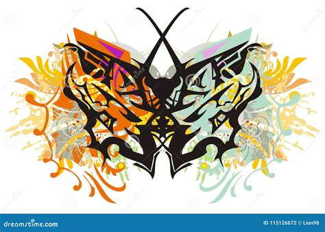 Colorful Dragon Butterfly Wings Splashes Stock Vector Illustration Of