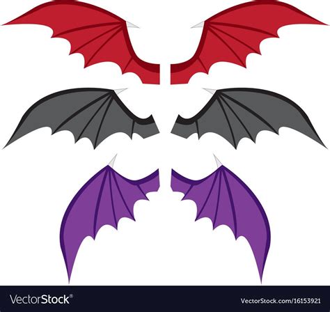 Set Bat Wings In Color In Flat Style Vector Image On Vectorstock