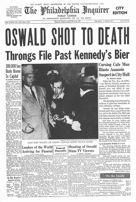 UPI Newspaper Fronts from Day and Days Following JFK's Assassination