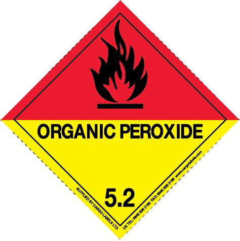 Hazard Class 52 Organic Peroxide Placard 250mm Cargo Labels Ltd