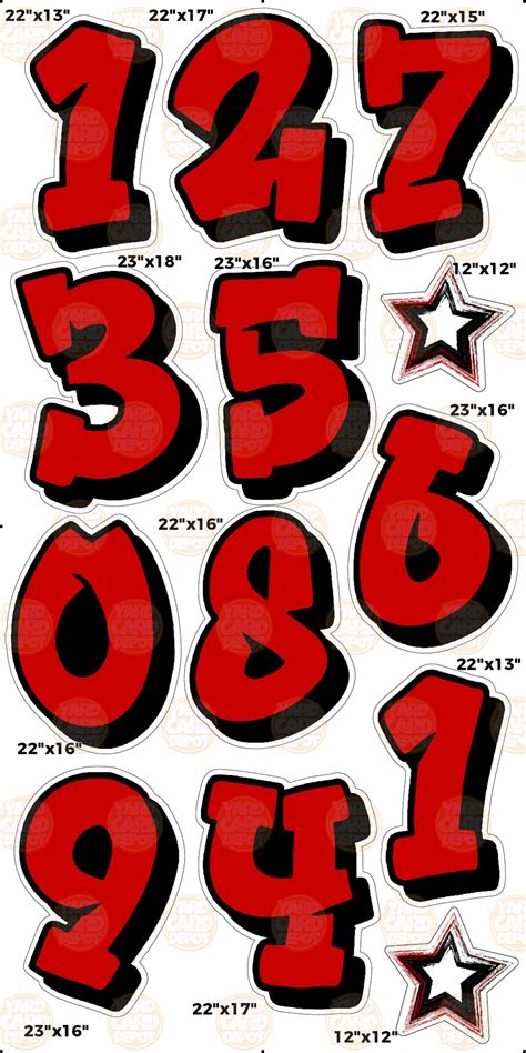 Ma Graffiti Number Set Red And Black — Yard Card Depot