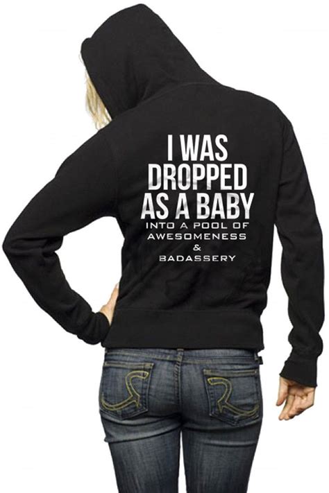 Fifty5 Clothing Womens I Was Dropped As A Baby Zip Up Hoodie Funny