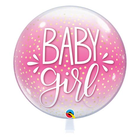 Qualatex Bubble Baby Girl Pink And Confetti Dots 22 56cm Luftballon