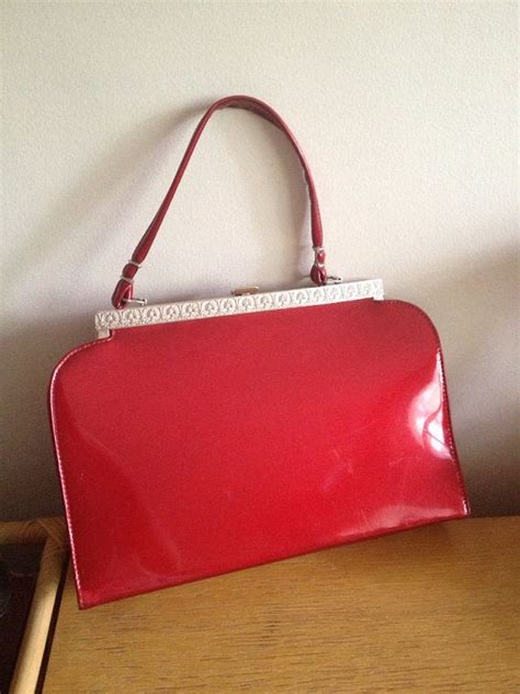 Reserved For Kathy 1950s Dark Cherry Red Vinyl Handbag As Is Etsy