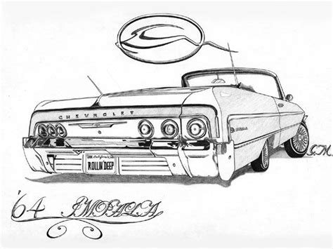 Download and print for free. Black And White Car Tail | Lowrider drawings, Car drawings ...