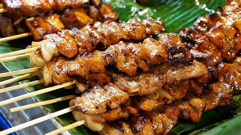 Thai Grilled Meat Skewers And Sushi Phuket Night Market Street Food Youtube